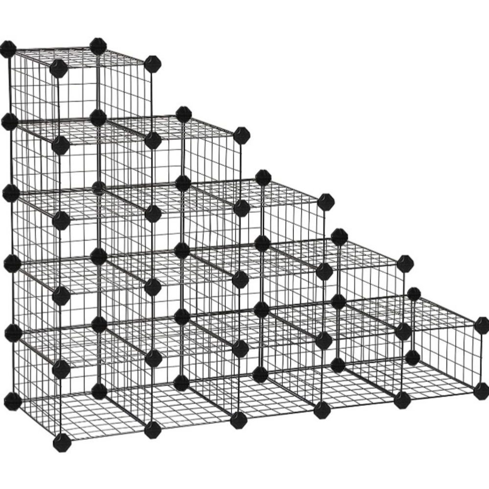 Black 15 shelved 5 tiered storage rack adjustable